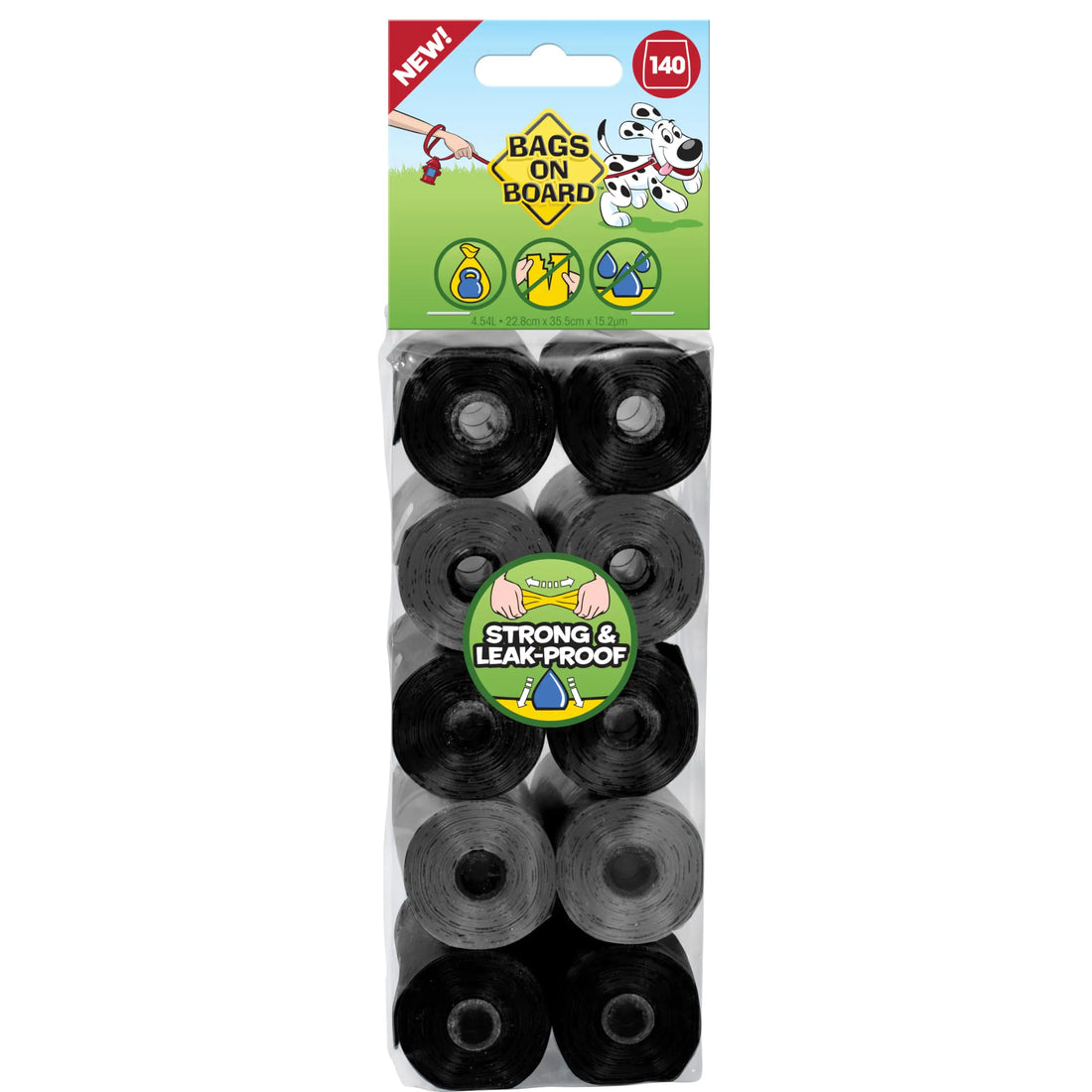 Bags On Board Dog Poo Bags | Strong Leak Proof Dog Waste Bags | 140 Neutral Bags